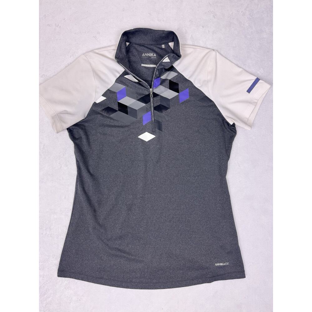 Annika Cutter & Buck DryTec 1/4 Zip Golf Pullover Medium Geometric Athletic Top
